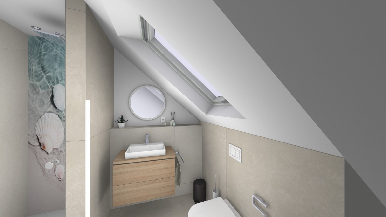 Referenzplanung Geberit Badplanung: Gäste-Bad mit Dachschräge