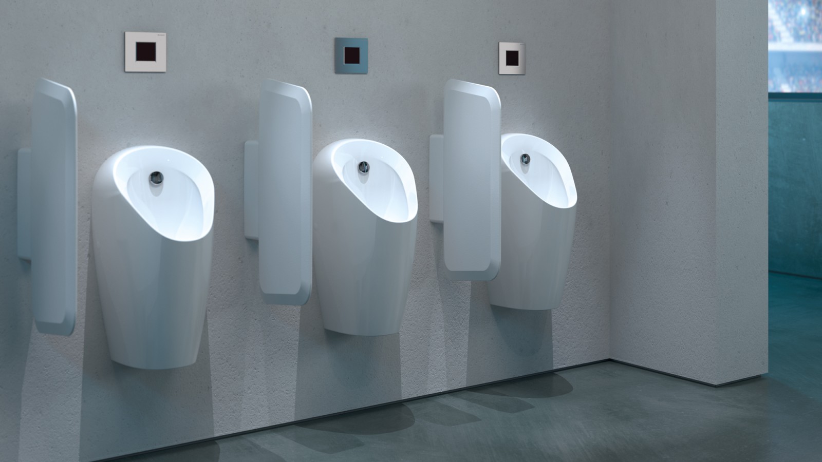 Geberit Urinale in einem öffentlichen WC Geberit Urinale in einem öffentlichen WC