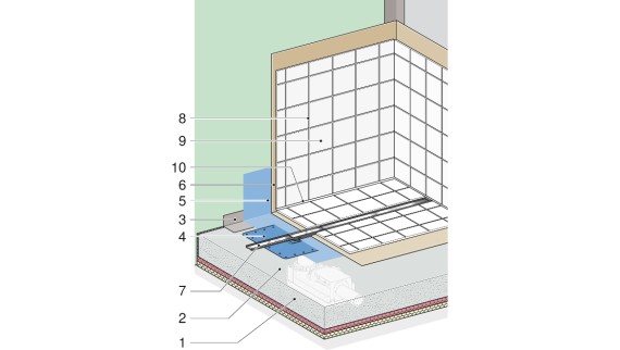 Beispiel einer Abdichtung bodenebener Duschen mit Geberit Duschrinne CleanLine