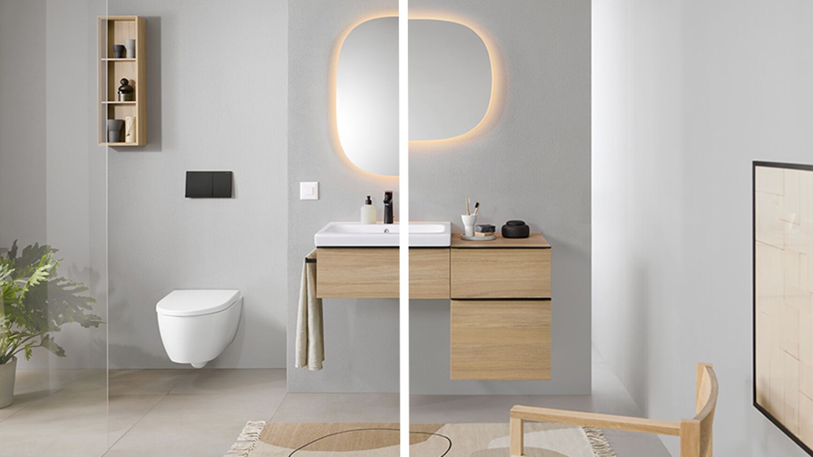 Das neue Geberit Option Oval Modell funktioniert sowohl im Quer- als auch im Hochformat und lässt sich einfach ummontieren. Das neue Geberit Option Oval Modell funktioniert sowohl im Quer- als auch im Hochformat und lässt sich einfach ummontieren.