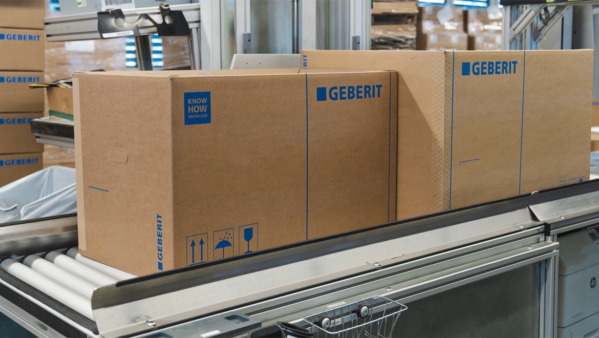 Optimierte Verpackung für die Geberit Dusch-WCs AquaClean Mera und Sela Round