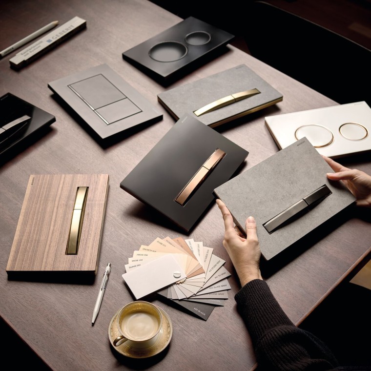 Umfangreiches Betätigungsplattensortiment von Geberit Umfangreiches Betätigungsplattensortiment von Geberit