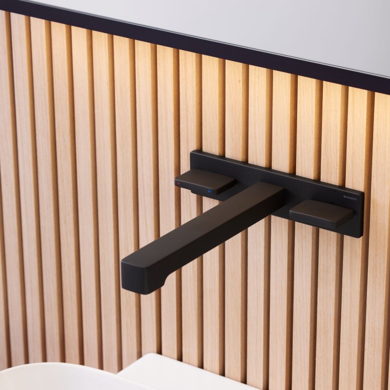 Geberit ONE Wandarmatur eckiges Design schwarz matt
