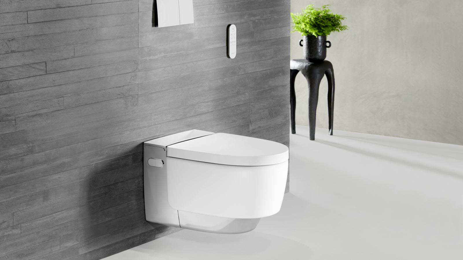 Geberit AquaClean Mera Comfort chrome mit Fernbedienung und Betätigungsplatte Geberit Sigma70