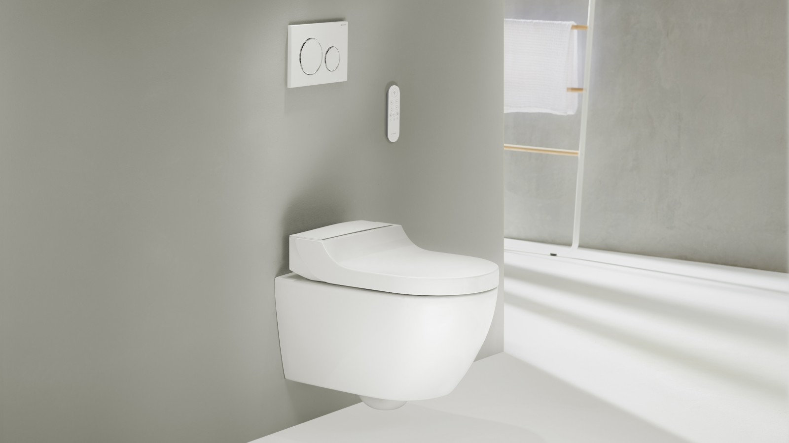 Geberit AquaClean Tuma Comfort mit Fernbedienung und Betätigungsplatte Geberit Sigma20