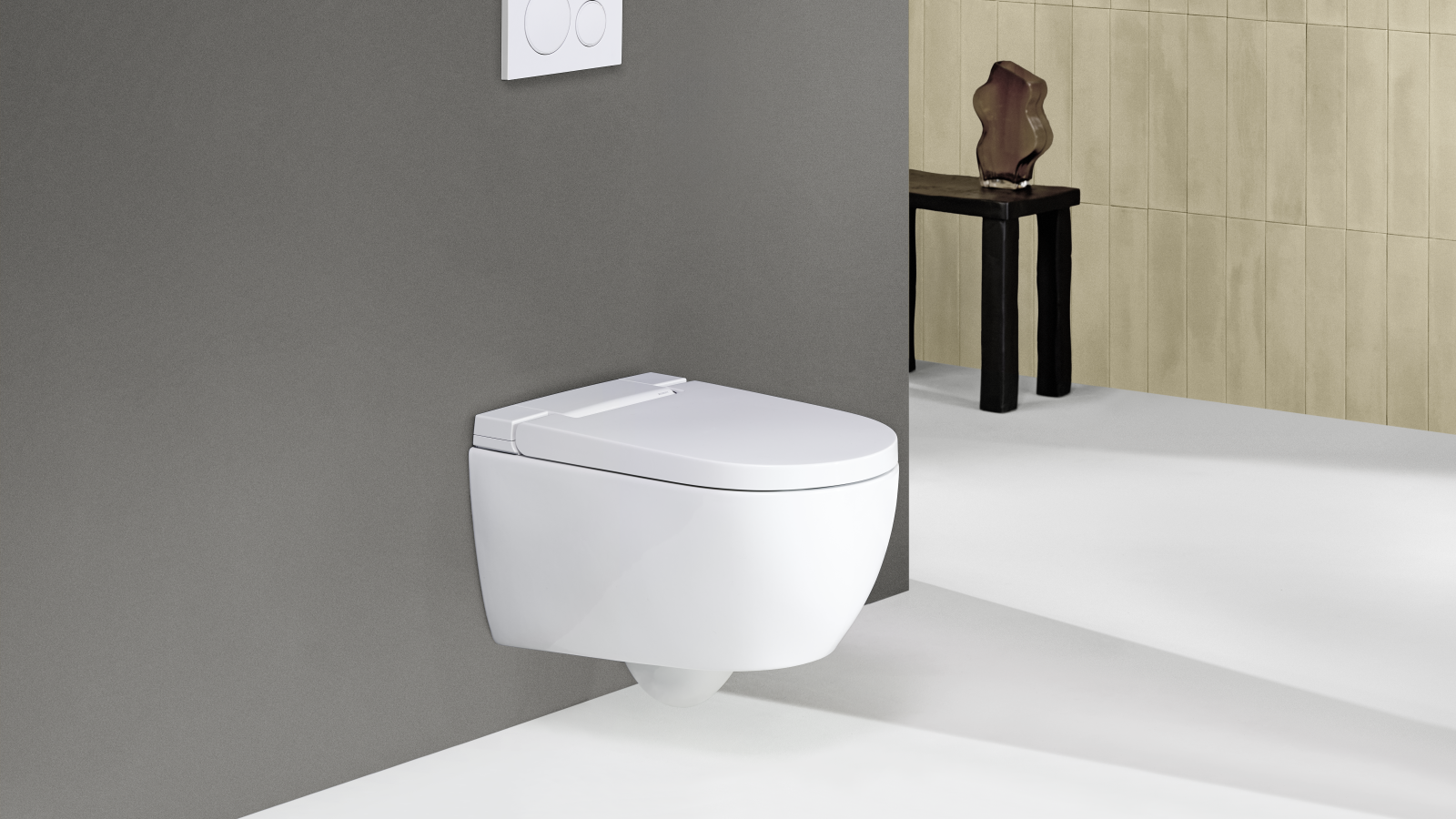 Geberit AquaClean Alba mit Fernbedienung und Betätigungsplatte Geberit Sigma20