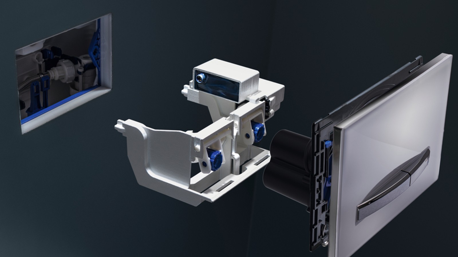 Die Geberit HS05 Hygienespülung lässt sich einfach in jedem Sigma Unterputzspülkasten 12 cm einbauen