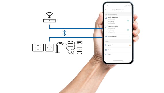 Die Bedienung, Protokollierung und Wartung erfolgen über die Geberit Control App.