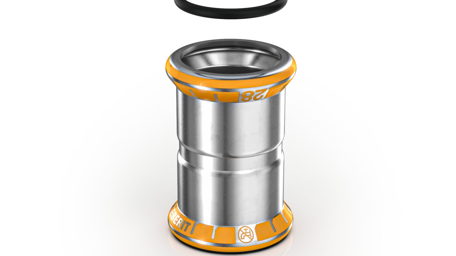 Geberit Mapress Therm Fitting mit orangefarbenem Pressindikator Geberit Mapress Therm Fitting mit orangefarbenem Pressindikator