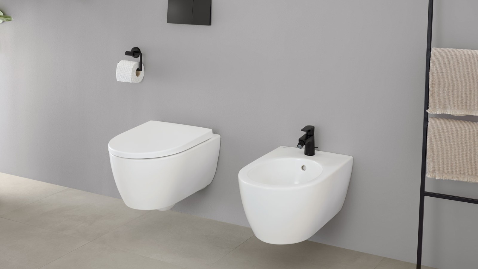 Geberit iCon WC und Bidet mit Geberit Betätigungsplatte Sigma70