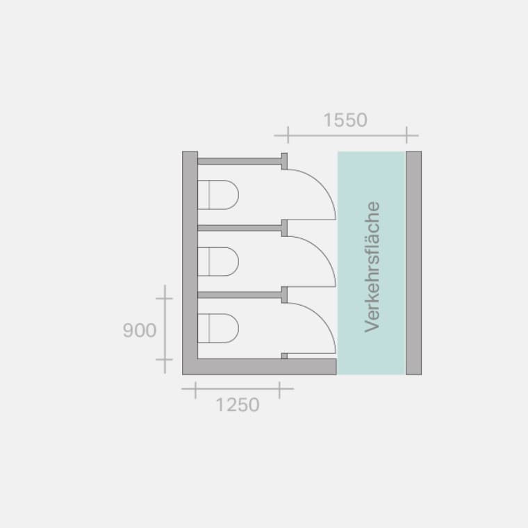 Maßangaben in mm, Zeichnung in Anlehnung an Sanitär-Technik, Feurich/Kühl, Band 1, 2011 Maßangaben in mm, Zeichnung in Anlehnung an Sanitär-Technik, Feurich/Kühl, Band 1, 2011