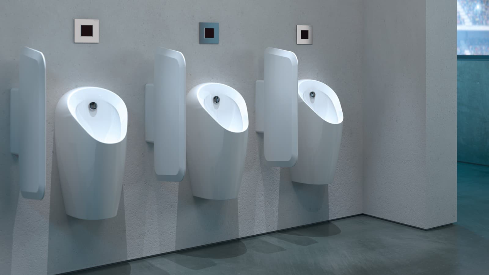 Geberit Urinale in einem öffentlichen WC Geberit Urinale in einem öffentlichen WC