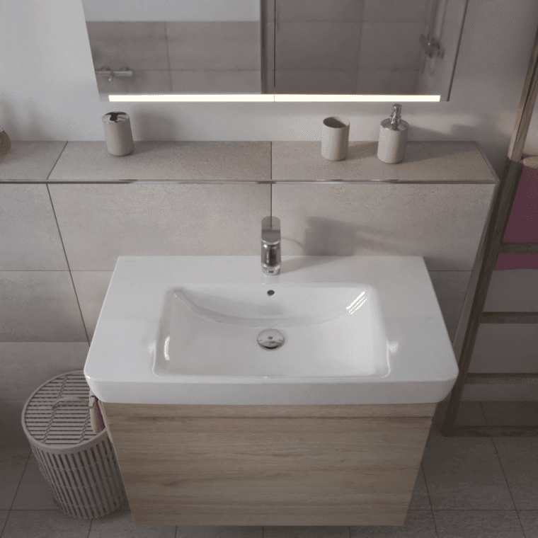 Geberit Renova Plan Waschtisch mit integrierten Ablagen Geberit Renova Plan Waschtisch mit integrierten Ablagen