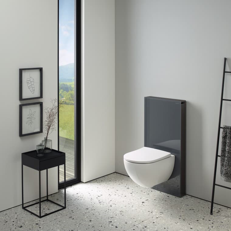 Sanitärmodul Geberit Monolith mit einer Frontverkleidung aus Glas Sanitärmodul Geberit Monolith mit einer Frontverkleidung aus Glas