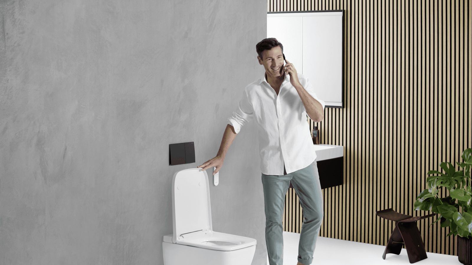 Geberit AquaClean Sela Square mit Betätigungsplatte Geberit Sigma70 Geberit AquaClean Sela Square mit Betätigungsplatte Geberit Sigma70