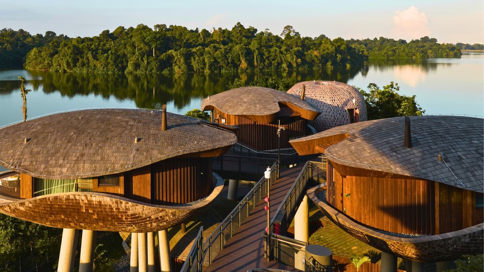 Baumhäuser sind Samenkapseln nachempfunden und ermöglichen das Wachstum des Urwalds dazwischen (© Banyan Tree)